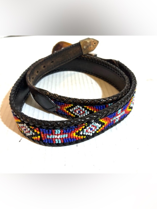 Beaded Black Wrap Bracelet with Multicolor Native-Inspired Pattern